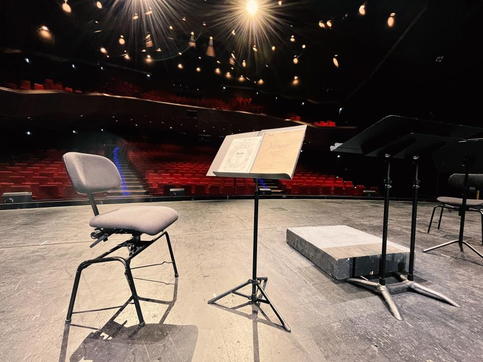 Single chair in an empty theater